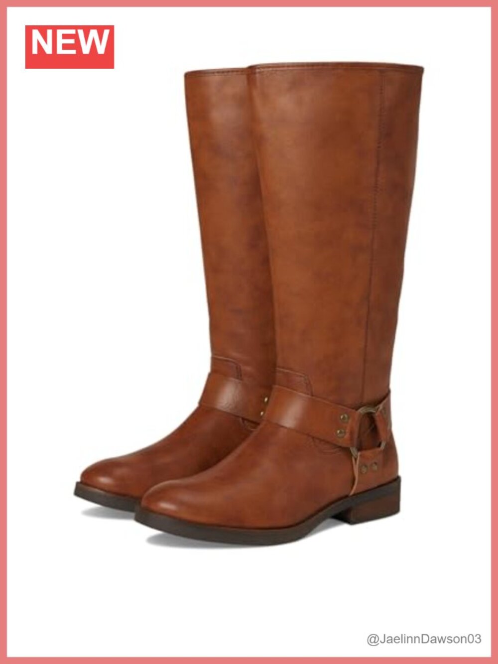 Wide Calf Moto Harness Mid-Calf Boots Vegan Leather Block Heel